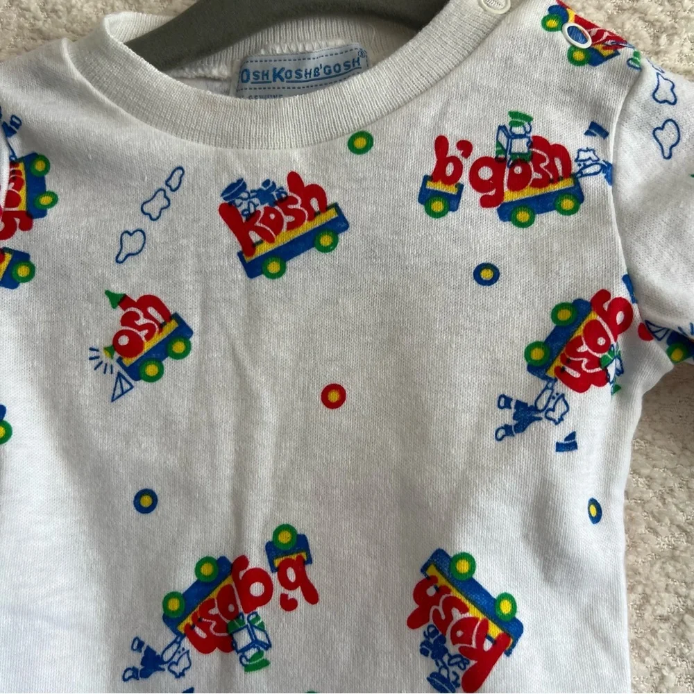 OshKosh B’Gosh NWT Infant Vintage Trains‎ Long Sleeve Shirt Size 3-6 Months